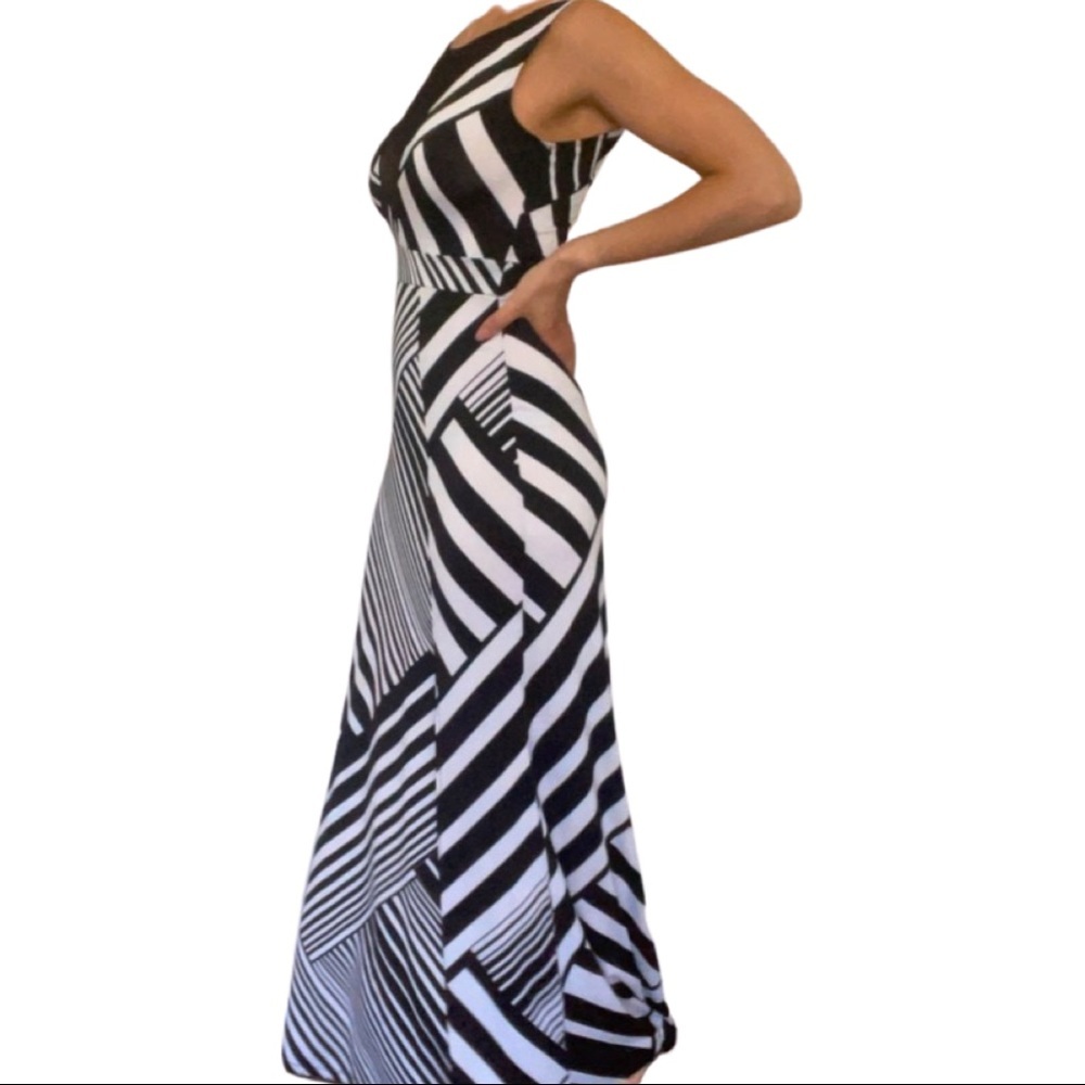 Black and White maxi Dress with mesh detail